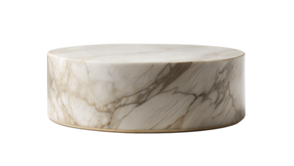 Cylindrical Marble Podium – Smooth Finish: A smooth cylindrical marble podium, providing a contemporary touch, isolated on a white background.
