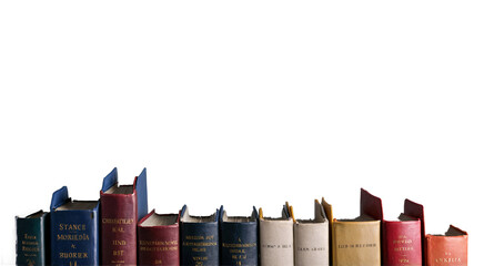 A row of books isolated on transparent background