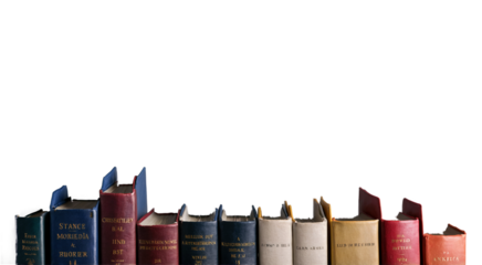 A row of books isolated on transparent background