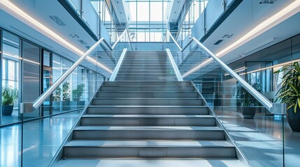 Empty modern office building interior with stairs