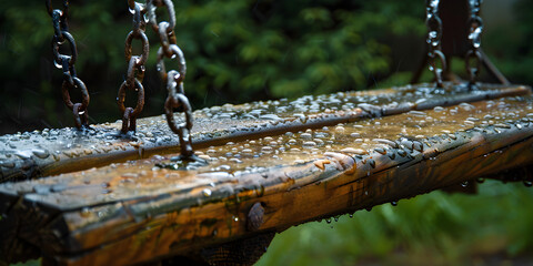 Close-up of an old stone fountain with dripping water and blurred background raindrops falling in a barrel detail of the bubbles of spring water.
