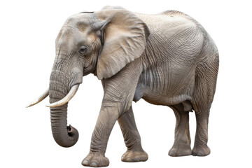 Obraz premium Elephant, isolated on solid white background, PNG di-cut style, realistic photo style, object as model