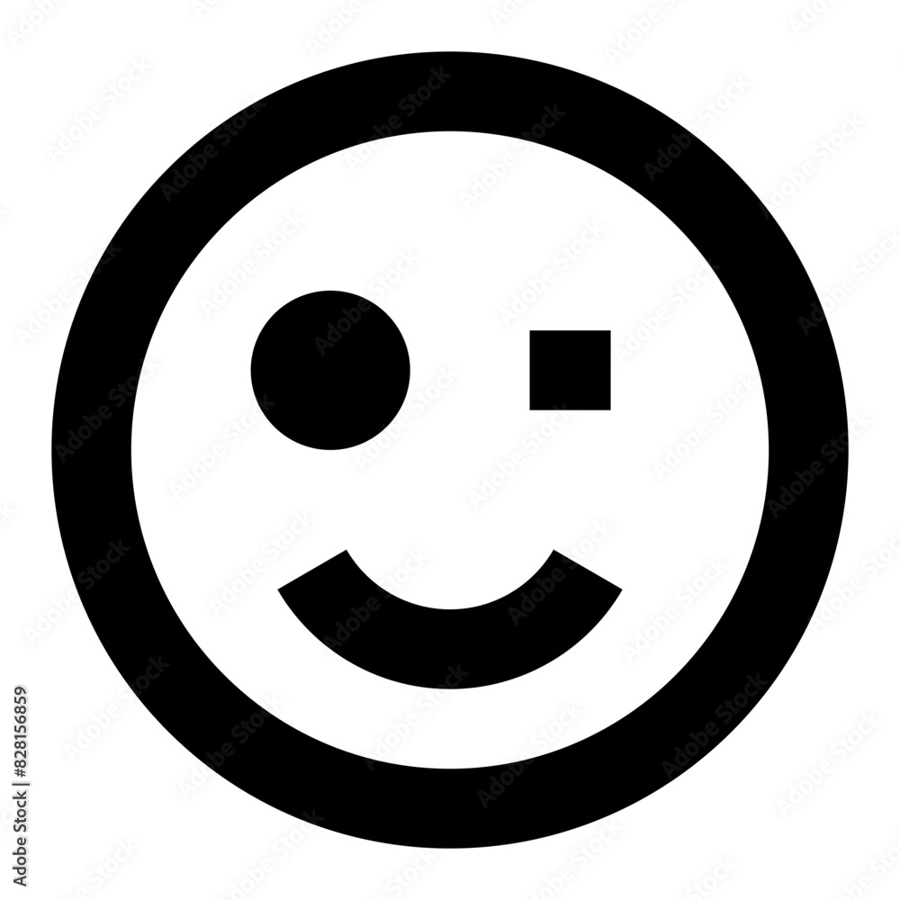 Wall mural smile wink emote smiley line icon