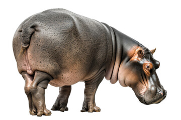 Obraz premium Hippopotamus, isolated on solid white background, PNG di-cut style, realistic photo style, object as model
