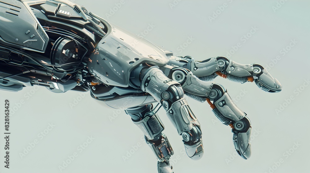 Poster intricate futuristic robot hand extending in a 3d space