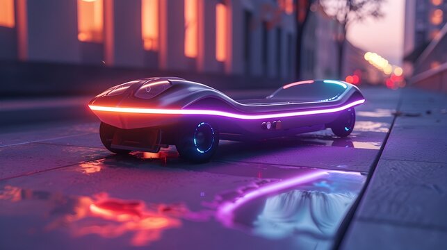 Futuristic Hoverboard: A Vision of Advanced Transportation in a Modern Setting