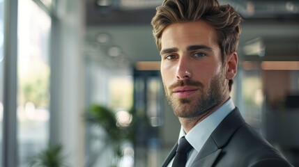 Fototapeta premium A young businessman with a good personality, good looks, a good person, and a professional.