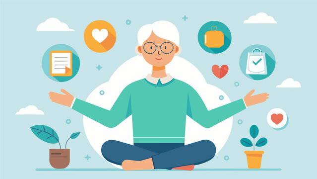 A presentation on the importance of selfcare and finding balance in retirement with tips and strategies for maintaining a healthy and fulfilling lifestyle.. Vector illustration