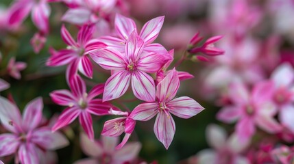 Fototapeta premium Wild growth of pink and white star shaped flowers