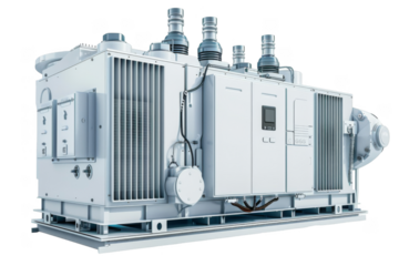 Electric transformer, isolated white background, PNG di-cut style, realistic photo style, object as model