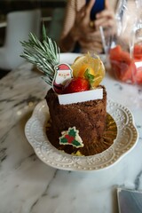 chocolate cake with Christmas decoration
