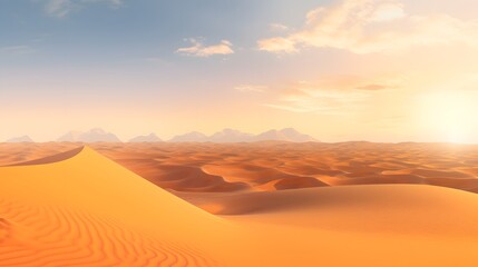 Enchanting desert at sunset with golden sands. Generative AI