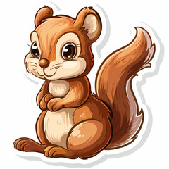 Fototapeta premium Cute squirrel on a White Canvas Sticker,vector image