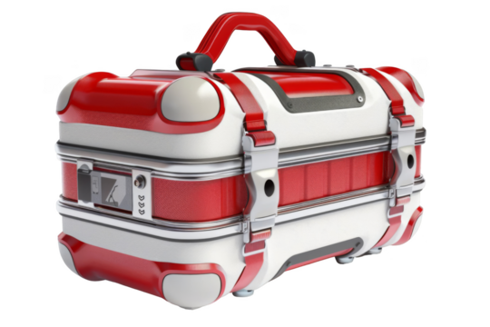 Defibrillator, isolated white background, PNG di-cut style, realistic photo style, object as model