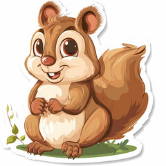 Obraz premium Cute squirrel on a White Canvas Sticker,vector image