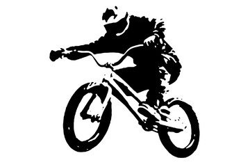 classic BMX bicycle silhouette means of pedal locomotion of cyclist isolated on white transparent background