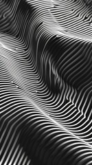 A black and white image of a wave with a lot of lines