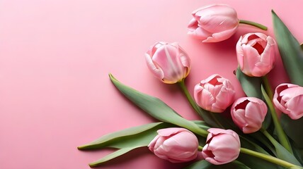 bouquet of pink tulips on white Background generative Ai 