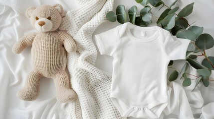 cute Comfort White Cotton Baby Onesie. 
Teddy Bear Companion Baby Bodysuit in White.
Tiny Trendsetter Short Sleeve Bodysuit for Infants