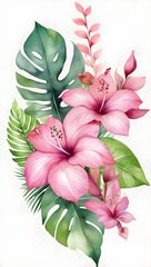 bouquet of watercolour flowers on Isolated White background generative Ai 