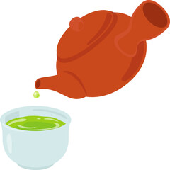 急須から湯呑に注がれる緑茶