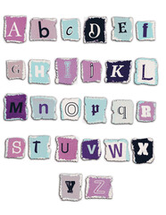hyper realistic colorful paper cut out ransom letters set, 3d, transparent background