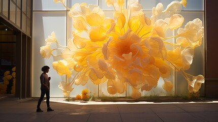A interactive public installations that mimic flowers opening and closing with the sun.