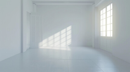 Fototapeta premium A bright white room with dazzling light, copy space, space for text, Generative AI.眩しい光が差している真っ白い部屋、コピースペース,テキスト用スペース,Generative AI。