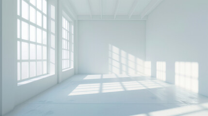 A bright white room with dazzling light, copy space, space for text, Generative AI.眩しい光が差している真っ白い部屋、コピースペース,テキスト用スペース,Generative AI。