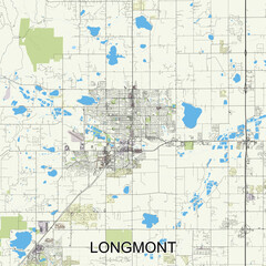 Longmont, Colorado, USA map poster art