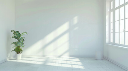 眩しい光が差している真っ白い部屋、コピースペース,テキスト用スペース,Generative AI。