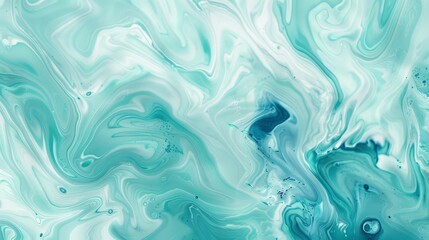 Obraz premium aqua green fluid art marbling paint textured background
