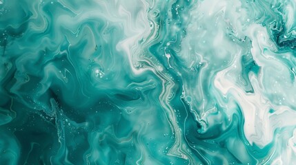Obraz premium aqua green fluid art marbling paint textured background