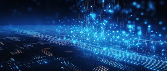 Tech background with neon light rays reflecting, smart infrastructure concept. abstract technology background with glowing lines and blue lights, futuristic design.