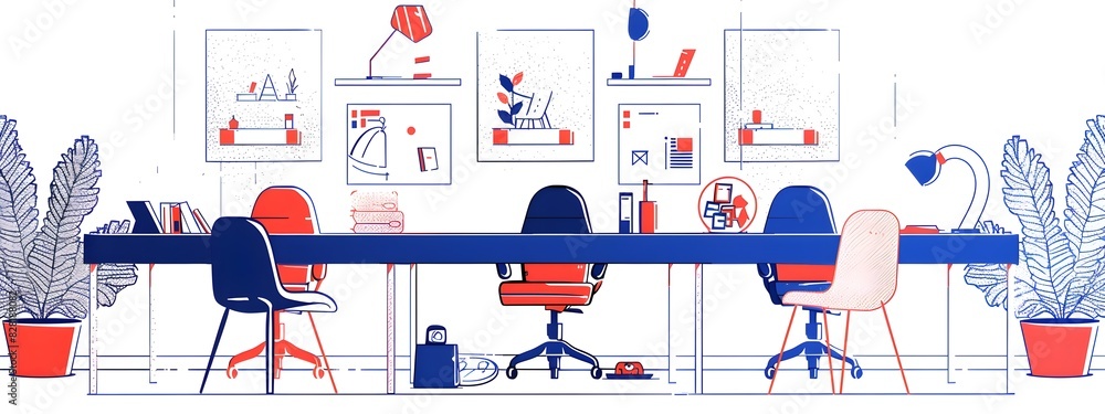 Poster stylish and efficient modern office space for productive workflow