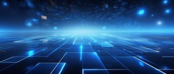 Obraz premium Tech background with neon light rays reflecting, smart infrastructure concept. abstract technology background with glowing lines and blue lights, futuristic design.