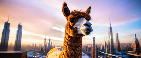 Fototapeta premium alpaca sunset 