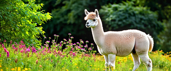 Fototapeta premium alpaca in garden