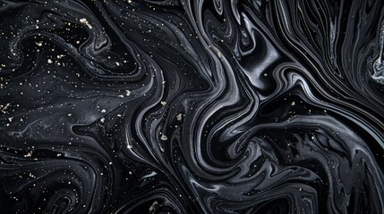 black fluid art marbling paint textured background