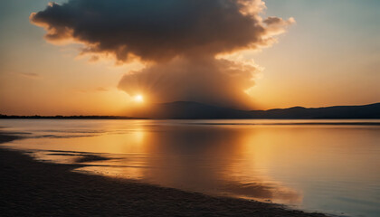 Naklejka premium sunset over the sea