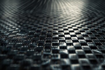 Detailed view of an intersecting grid of alternating black and white squares. Classic, high-contrast pattern concept.