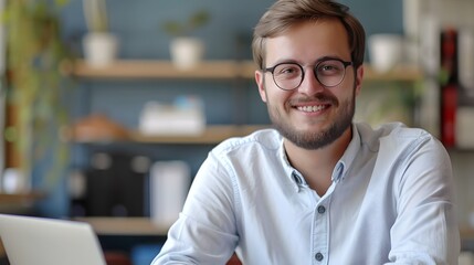 Obraz premium Confident Professional Working Diligently at Desk in Office
