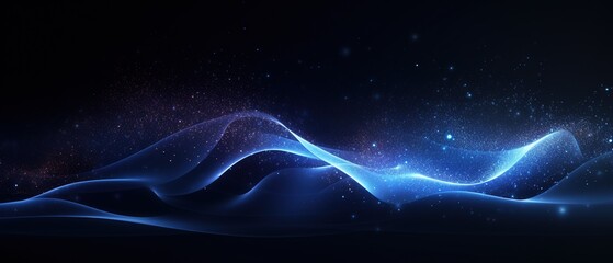 Abstract blue wave background with light and stars, perfect for a calming and celestial design. Gentle blue wave design adorned with shimmering stars, offering a serene and celestial feel.
