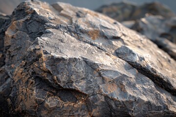 Macro shot emphasizing the intricate, tactile qualities of a weathered rock wall. Craggy, geological formation concept.