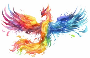 Obraz premium Colorful Phoenix Vector Illustration on White Background