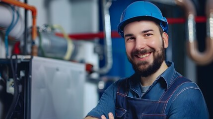 Happy Young HVAC Technician Excels in Colorful Career