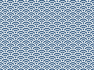 和柄の青海波パターン紺色