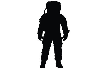 Astronaut Silhouette Black Vector Illustration, Astronaut Silhouette in spacesuits, Spaceman Silhouette.