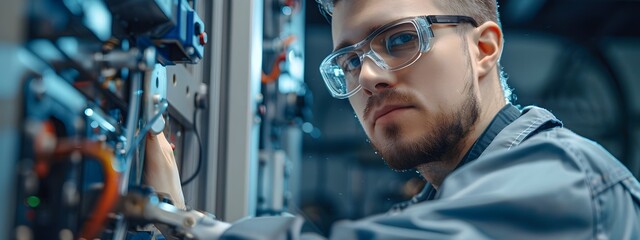 Industrious Spirit A Joyful Young Assembler Excels in Modern Manufacturing