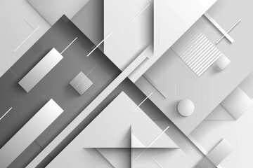 Simple modern backdrop with abstract duotone geometric shapes in grayscale.